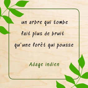 Ornée de feuilles illustrant une citation sur la nature, une belle carte en bois sur la sagesse.