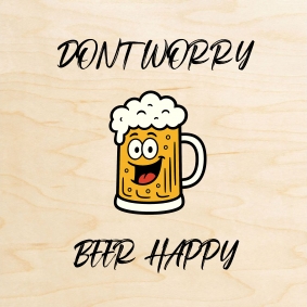 Un message humoristique imprimé sur une carte en bois.